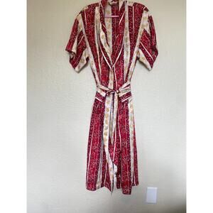 Victoria's Secret Vintage Gold Label Floral gold red Short Sleeves Robe M/L Y2k